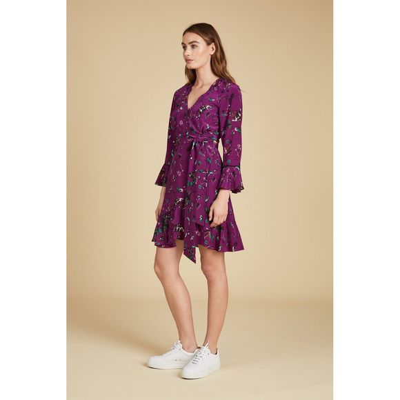 TANYA TAYLOR Nomi Vine Silk Wrap Dress NEW - Picture 3 of 13